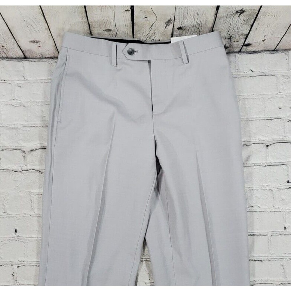Paul Frederick Dres Slacks Pants 100% Wool Gray Tailored Fit MENS SIZE 30 Unhem - Picture 2 of 7